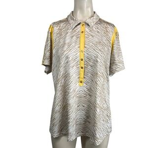 Tail Tech Women's Polo Shirt XL Animal Print Yellow Trim Short Sleeve
